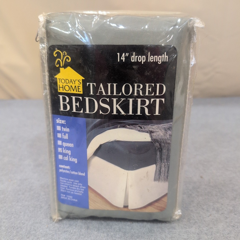 Today's Home Tailored Bedskirt King Size Gray 14 Inch Drop Length New